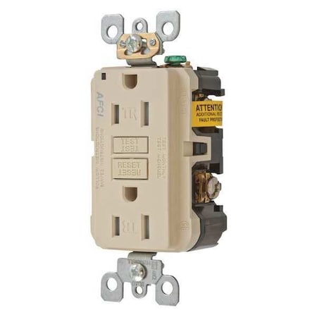 Duplex Straight Blade Receptacle, 5-15R, 15 A, 125V AC, 2 Pole, 3 Wire, Flush Mount, Grounded MPN:AFR15TRI