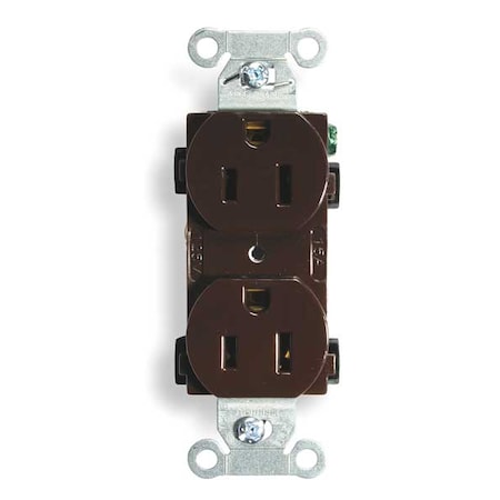 Straight Blade Receptacle, 5-15R, 15 A, 125V AC, 2 Pole, 3 Wire, Flush Mount, Grounded MPN:BR15
