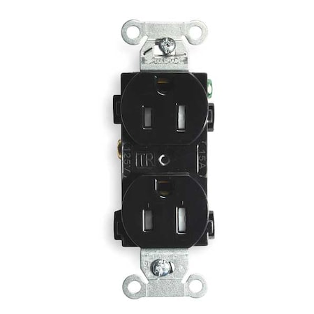 Straight Blade Receptacle, 5-15R, 15 A, 125V AC, 2 Pole, 3 Wire, Flush Mount, Grounded MPN:BR15BLKTR