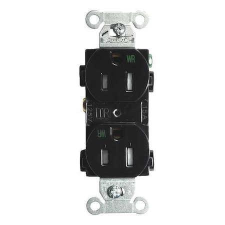 Straight Blade Receptacle, 5-15R, 15 A, 125V AC, 2 Pole, 3 Wire, Flush Mount, Grounded MPN:BR15BLKWRTR