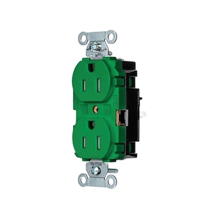 Straight Blade Receptacle, 5-15R, 15 A, 125V AC, 2 Pole, 3 Wire, Surface Mount, Grounded MPN:BR15STGNTR