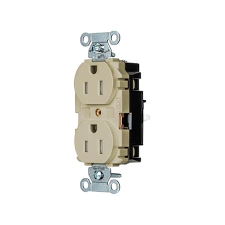 Straight Blade Receptacle, 5-15R, 15 A, 125V AC, 2 Pole, 3 Wire, Surface Mount, Grounded MPN:BR15STITR