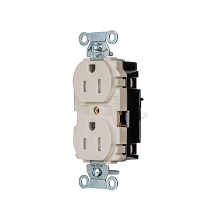 Straight Blade Receptacle, 5-15R, 15 A, 125V AC, 2 Pole, 3 Wire, Surface Mount, Grounded MPN:BR15STLATR