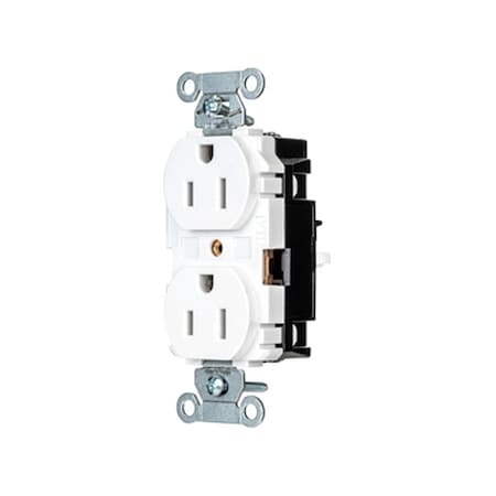 Straight Blade Receptacle, 5-15R, 15 A, 125V AC, 2 Pole, 3 Wire, Surface Mount, Grounded MPN:BR15STW