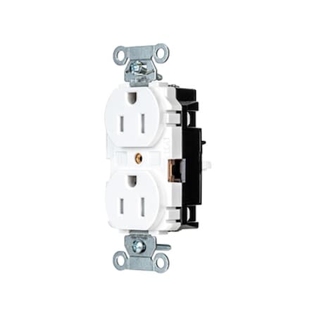 Straight Blade Receptacle, 5-15R, 15 A, 125V AC, 2 Pole, 3 Wire, Surface Mount, Grounded MPN:BR15STWTR