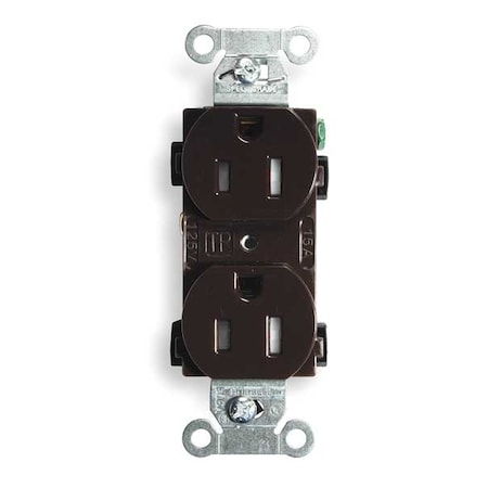 Straight Blade Receptacle, 5-15R, 15 A, 125V AC, 2 Pole, 3 Wire, Flush Mount, Grounded MPN:BR15TR