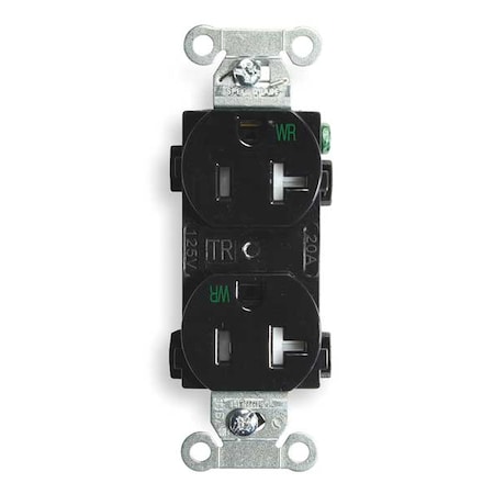 Straight Blade Receptacle, 5-20R, 20 A, 125V AC, 2 Pole, 3 Wire, Flush Mount, Grounded MPN:BR20BLKWRTR