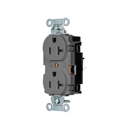 Straight Blade Receptacle, 5-20R, 20 A, 125V AC, 2 Pole, 3 Wire, Surface Mount, Grounded MPN:BR20STGY