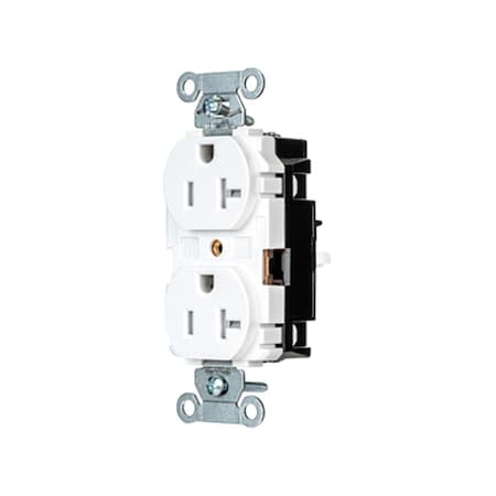 Straight Blade Receptacle, 5-20R, 20 A, 125V AC, 2 Pole, 3 Wire, Surface Mount, Grounded MPN:BR20STWTR