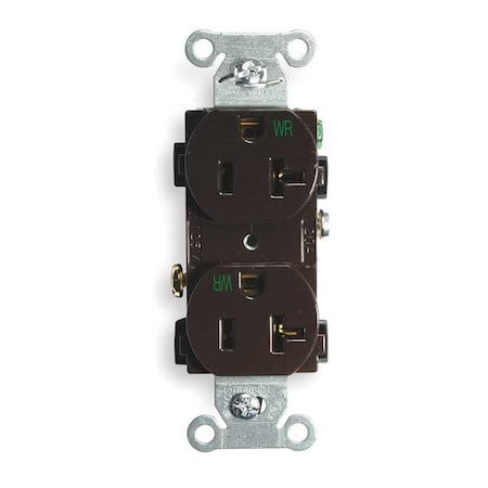 Duplex Straight Blade Receptacle, 5-20R, 20 A, 125V AC, 2 Pole, 3 Wire, Flush Mount, Grounded MPN:BR20WR