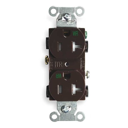 Straight Blade Receptacle, 5-20R, 20 A, 125V AC, 2 Pole, 3 Wire, Flush Mount, Grounded MPN:BR20WRTR