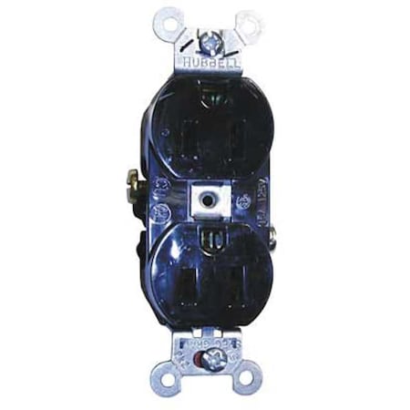 Straight Blade Receptacle, 5-15R, 15 A, 125V AC, 2 Pole, 3 Wire, Flush Mount, Grounded MPN:CR15BLK