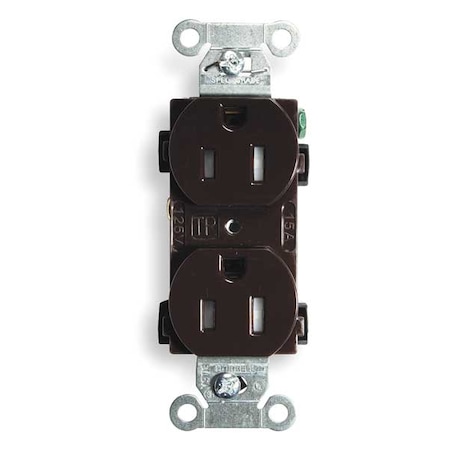 Straight Blade Receptacle, 5-15R, 15 A, 125V AC, 2 Pole, 3 Wire, Flush Mount, Grounded MPN:CR15TR