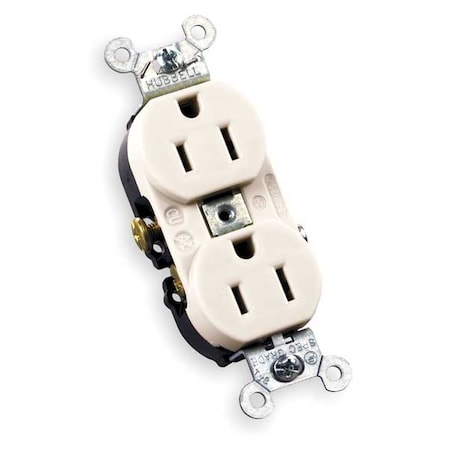Straight Blade Receptacle, 5-15R, 15 A, 125V AC, 2 Pole, 3 Wire, Flush Mount, Grounded MPN:CR15WHI