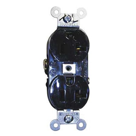 Straight Blade Receptacle, 5-20R, 20 A, 125V AC, 2 Pole, 3 Wire, Flush Mount, Grounded MPN:CR20BLK