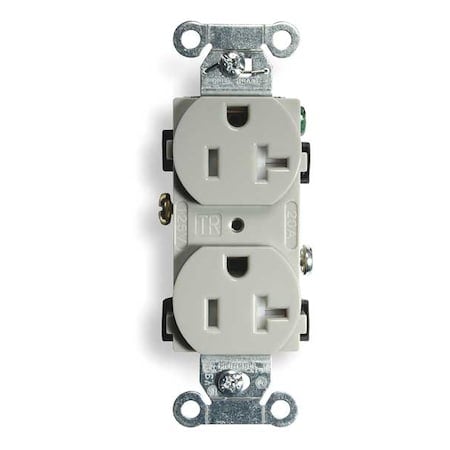 Straight Blade Receptacle, 5-20R, 20 A, 125V AC, 2 Pole, 3 Wire, Flush Mount, Grounded MPN:CR20GRYTR