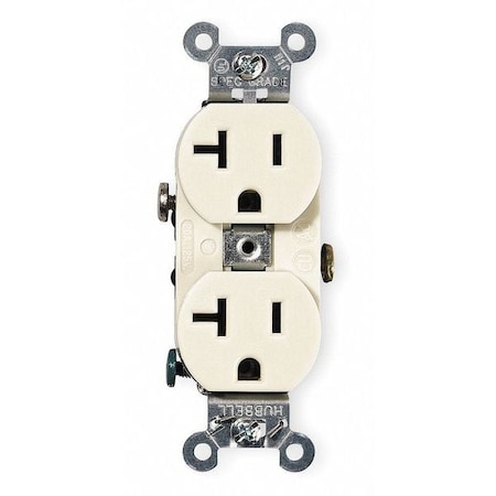 Straight Blade Receptacle, 5-20R, 20 A, 125V AC, 2 Pole, 3 Wire, Flush Mount, Grounded MPN:CR20I
