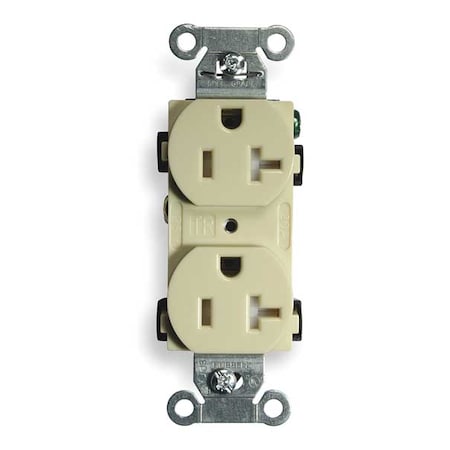Straight Blade Receptacle, 5-20R, 20 A, 125V AC, 2 Pole, 3 Wire, Flush Mount, Grounded MPN:CR20ITR