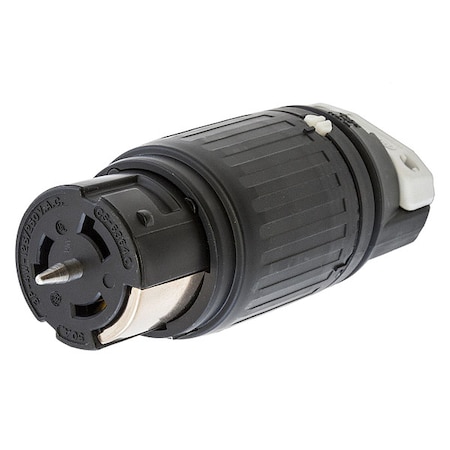 Locking Connector, Non-NEMA, 50 A, 125/250V AC, Single Phase, 3 Pole, Screw Terminals, Black, White MPN:CS6364C