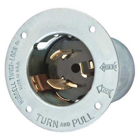 Locking Receptacle, Non-NEMA, 50 A, 125V AC, Single Phase, 2 Pole, Flush Mount, Screw Terminals MPN:CS6377