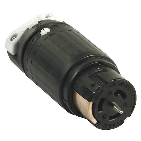 Locking Plug, 50 A, 480V AC, Three Phase, 3 Pole, Screw Terminals, Black, White MPN:CS8156C