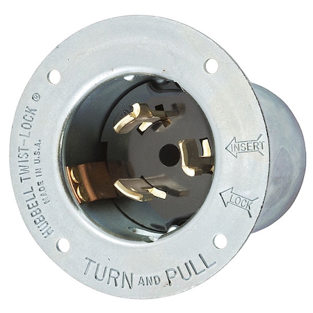 Flanged Locking Inlet, Non-NEMA, 50 A, 480V AC, Three Phase, 3 Pole, Flush Mount, Screw Terminals MPN:CS8175