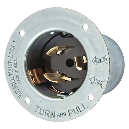 Flanged Locking Inlet, Non-NEMA, 50 A, 250V AC, Single Phase, 2 Pole, Flush Mount, Screw Terminals MPN:CS8275