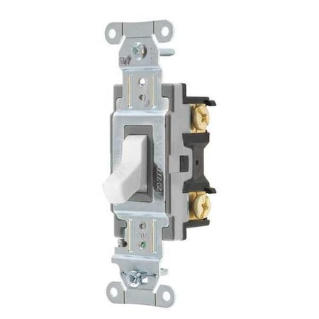Toggle Wall Switch, 1 Pole, 1 hp, 20 A, 14 AWG to 10 AWG, 120/277V AC, Screw Terminals, White MPN:CSB120W