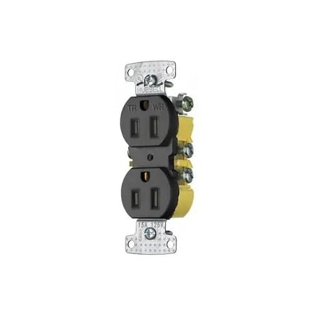 Straight Blade Receptacle, 5-15R, 15 A, 125V AC, 2 Pole, 3 Wire, Surface Mount, Grounded MPN:DR15STBK