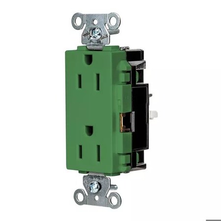 Straight Blade Receptacle, 5-15R, 15 A, 125V AC, 2 Pole, 3 Wire, Surface Mount, Grounded MPN:DR15STGN