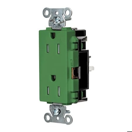 Straight Blade Receptacle, 5-15R, 15 A, 125V AC, 2 Pole, 3 Wire, Surface Mount, Grounded MPN:DR15STGNTR