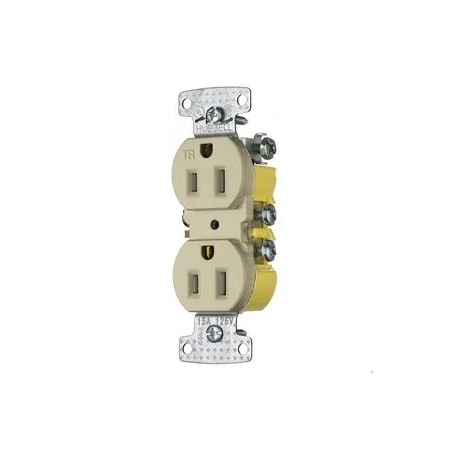Straight Blade Receptacle, 5-15R, 15 A, 125V AC, 2 Pole, 3 Wire, Surface Mount, Grounded MPN:DR15STITR