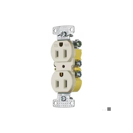 Straight Blade Receptacle, 5-15R, 15 A, 125V AC, 2 Pole, 3 Wire, Surface Mount, Grounded MPN:DR15STLA