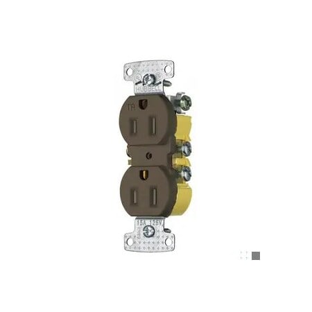 Straight Blade Receptacle, 5-15R, 15 A, 125V AC, 2 Pole, 3 Wire, Surface Mount, Grounded MPN:DR15STR