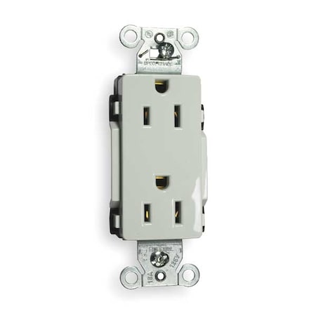 Straight Blade Receptacle, 5-15R, 15 A, 125V AC, 2 Pole, 3 Wire, Flush Mount, Grounded MPN:DR15WHI
