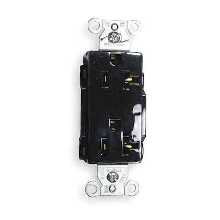 Straight Blade Receptacle, 5-20R, 20 A, 125V AC, 2 Pole, 3 Wire, Flush Mount, Grounded MPN:DR20BLK