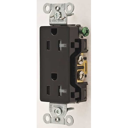 Straight Blade Receptacle, 5-20R, 20 A, 125V AC, 2 Pole, 3 Wire, Flush Mount, Grounded MPN:DR20BLKTR