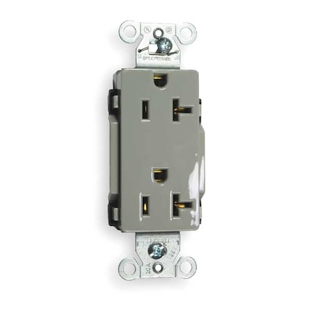 Straight Blade Receptacle, 5-20R, 20 A, 125V AC, 2 Pole, 3 Wire, Flush Mount, Grounded MPN:DR20GRY