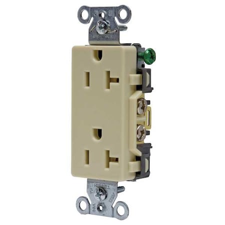 Straight Blade Receptacle, 5-20R, 20 A, 125V AC, 2 Pole, 3 Wire, Flush Mount, Grounded MPN:DR20I