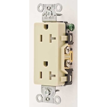 Duplex Straight Blade Receptacle, 5-20R, 20 A, 125V AC, 2 Pole, 3 Wire, Flush Mount, Grounded MPN:DR20ITR