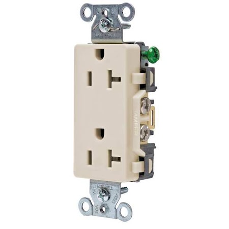Straight Blade Receptacle, 5-20R, 20 A, 125V AC, 2 Pole, 3 Wire, Flush Mount, Grounded MPN:DR20LA