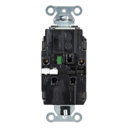 Straight Blade Receptacle, 5-20R, 20 A, 125V AC, 2 Pole, 3 Wire, Surface Mount, Grounded MPN:DR20STBKTR