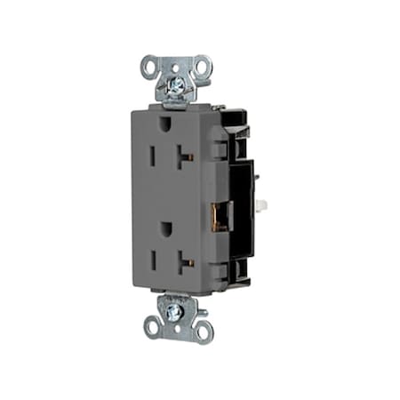 Straight Blade Receptacle, 5-20R, 20 A, 125V AC, 2 Pole, 3 Wire, Surface Mount, Grounded MPN:DR20STGY