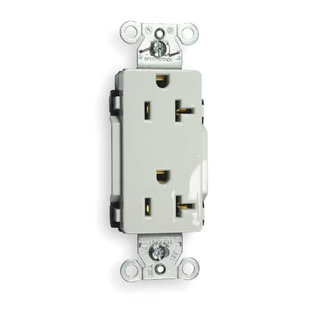 Straight Blade Receptacle, 5-20R, 20 A, 125V AC, 2 Pole, 3 Wire, Flush Mount, Grounded MPN:DR20WHI