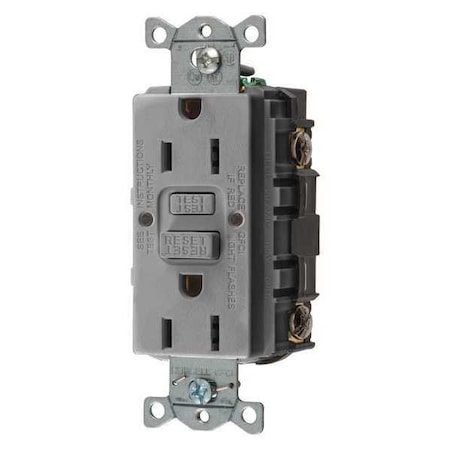 GFCI Receptacle, 15A, 125VAC, 5-15R, Gray MPN:GFR15GRY