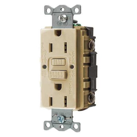 GFCI Receptacle, 15A, 125VAC, 5-15R, Ivory MPN:GFR15I