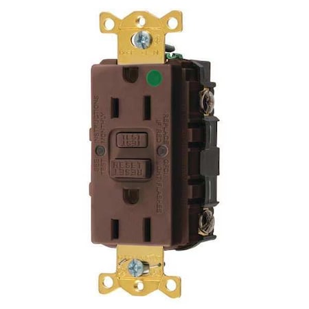 GFCI Receptacle, 15A, 125VAC, 5-15R, Brown MPN:GFR82