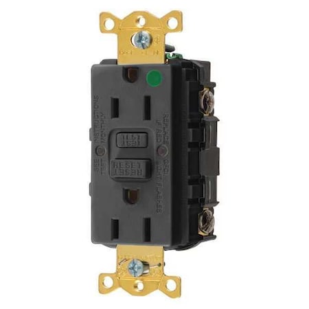 GFCIReceptacle, 15A, 125VAC, Black, Nylon MPN:GFR82BLK