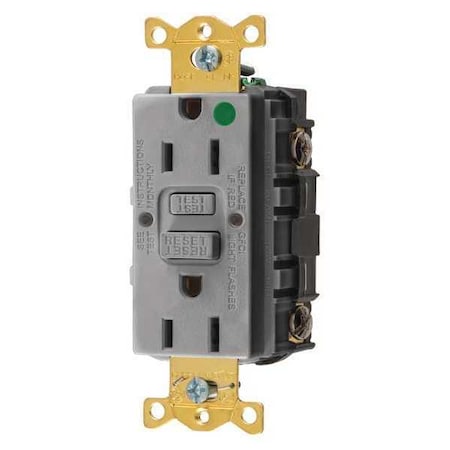 GFCI Receptacle, 15A, 125VAC, 5-15R, Gray MPN:GFR82GRY