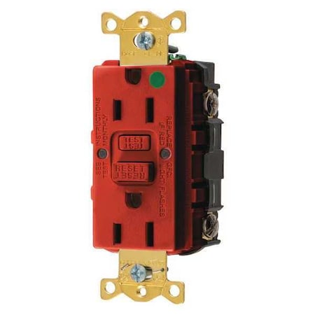 GFCI Receptacle, 15A, 125VAC, 5-15R, Red MPN:GFR82R